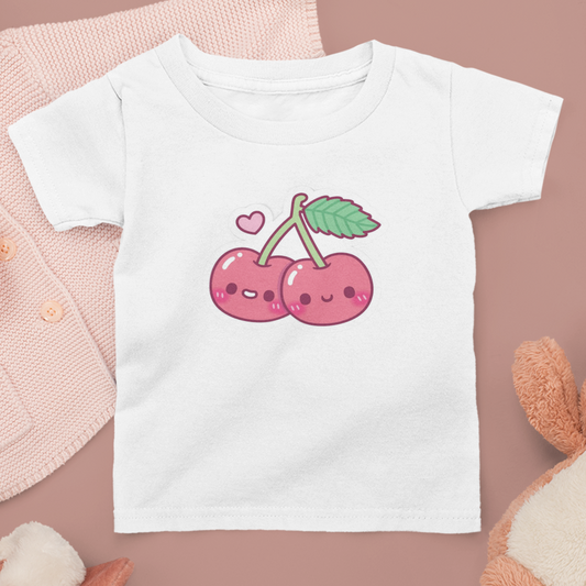 Cute Pair Of Red Cherries White printed T-shirts