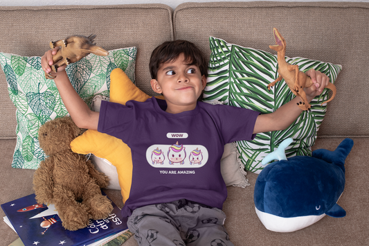 Wow You are Amazing Printed Purple  Kids T-shirts