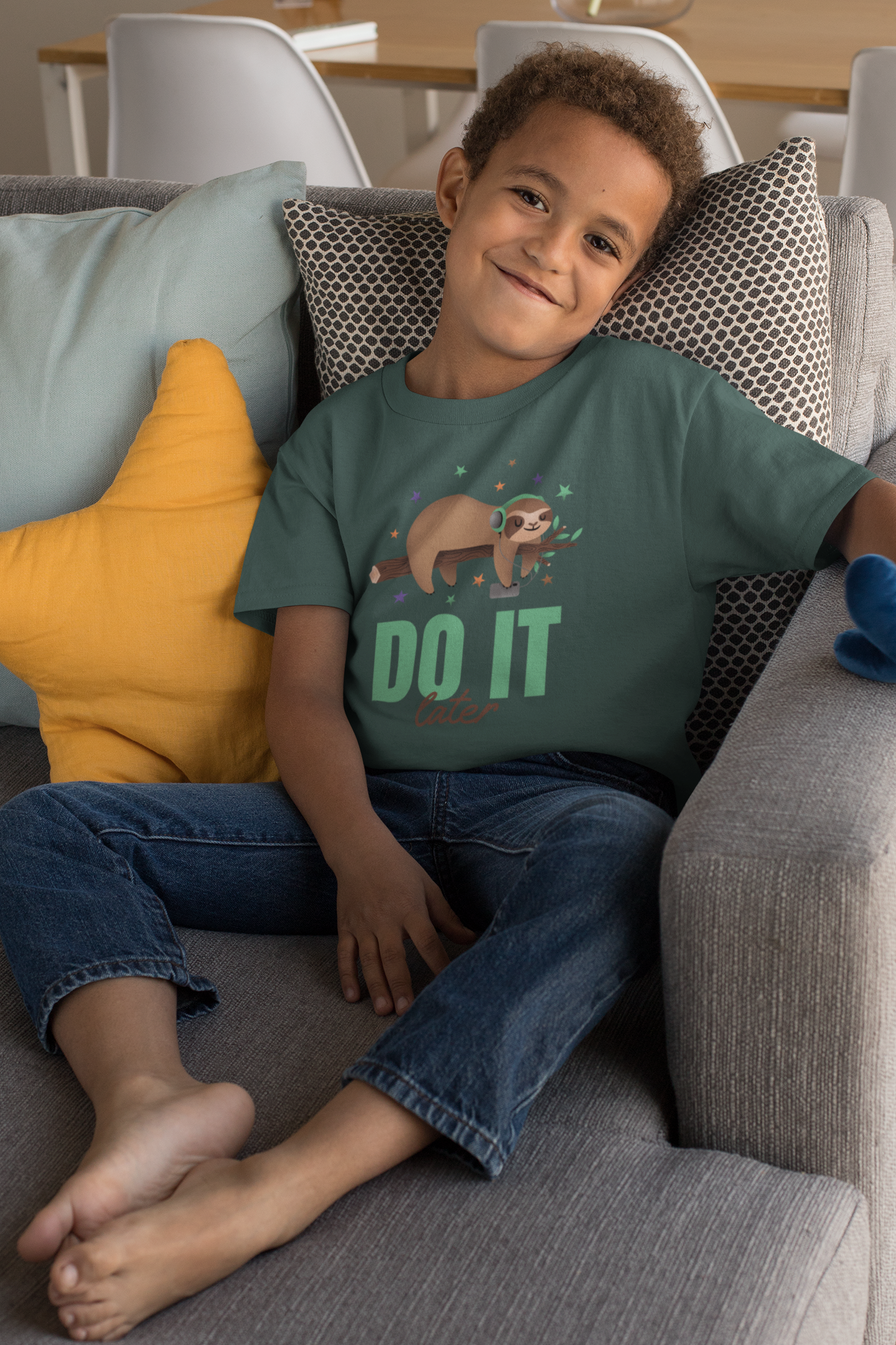 Do It Later Printed Green Kids T-shirts