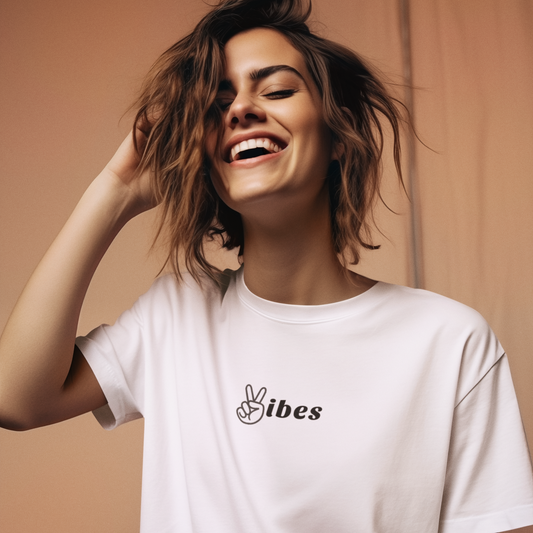 Peace Vibes printed White Unisex T-Shirt