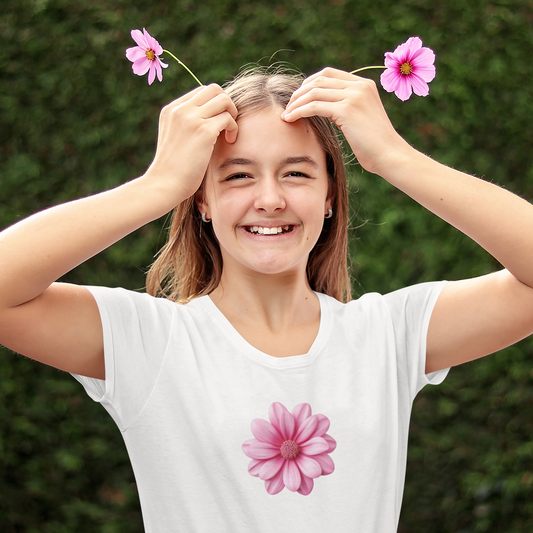 Cute pinky Flower printed white Unisex T-Shirt