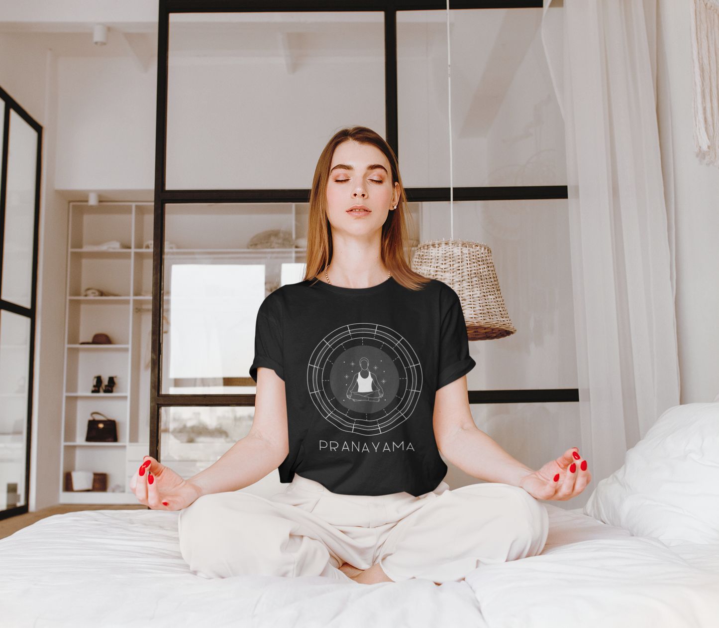 Pranayama printed Black Unisex T-Shirt
