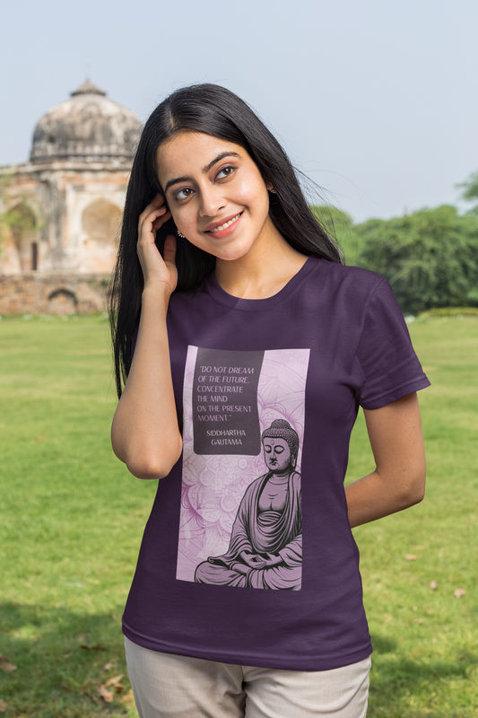 Live in Present Moment printed purple Unisex T-Shirt
