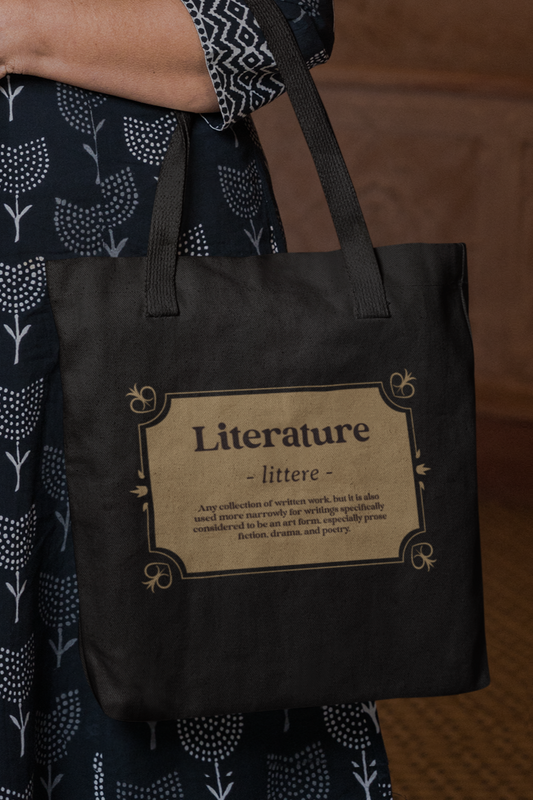 Literature Printed Black Tote Bag