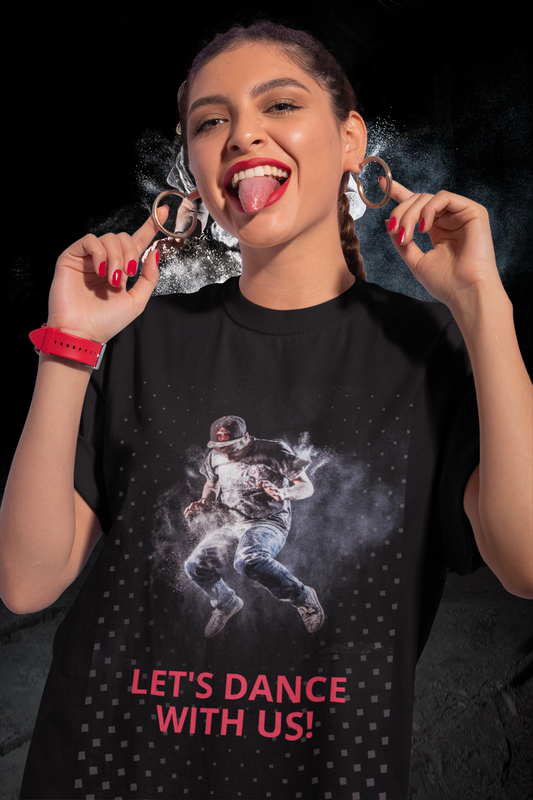 Let's Dance With Us Oversized Black Printed T-shirt Unisex