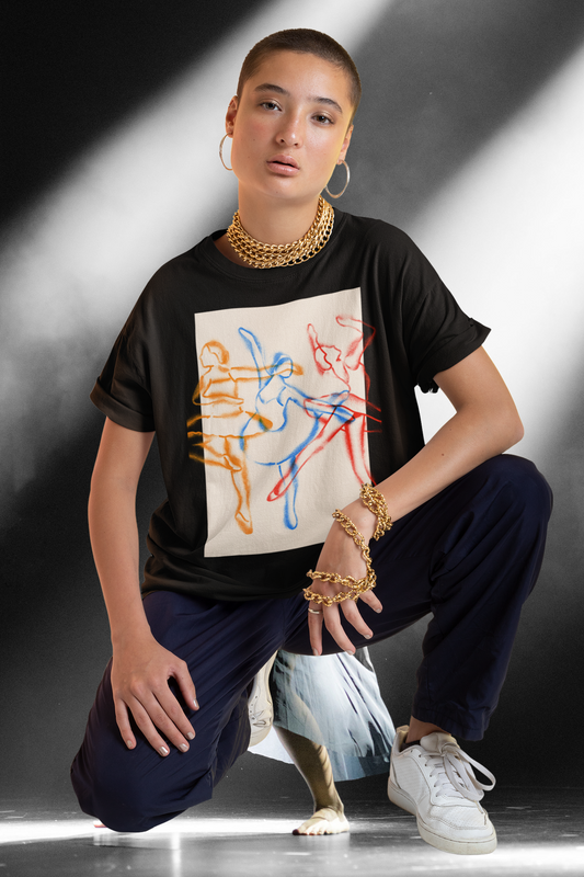 Dance Oversized Black Printed T-shirt Unisex