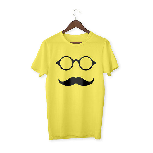 Glossy Metal with mustache yellow Unisex T-Shirt