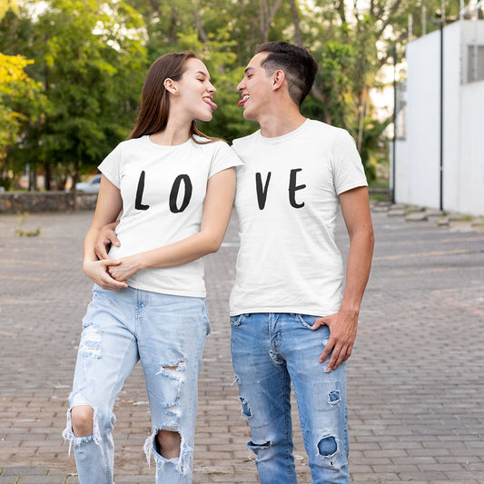 Love Printed white Couple Unisex T-Shirt