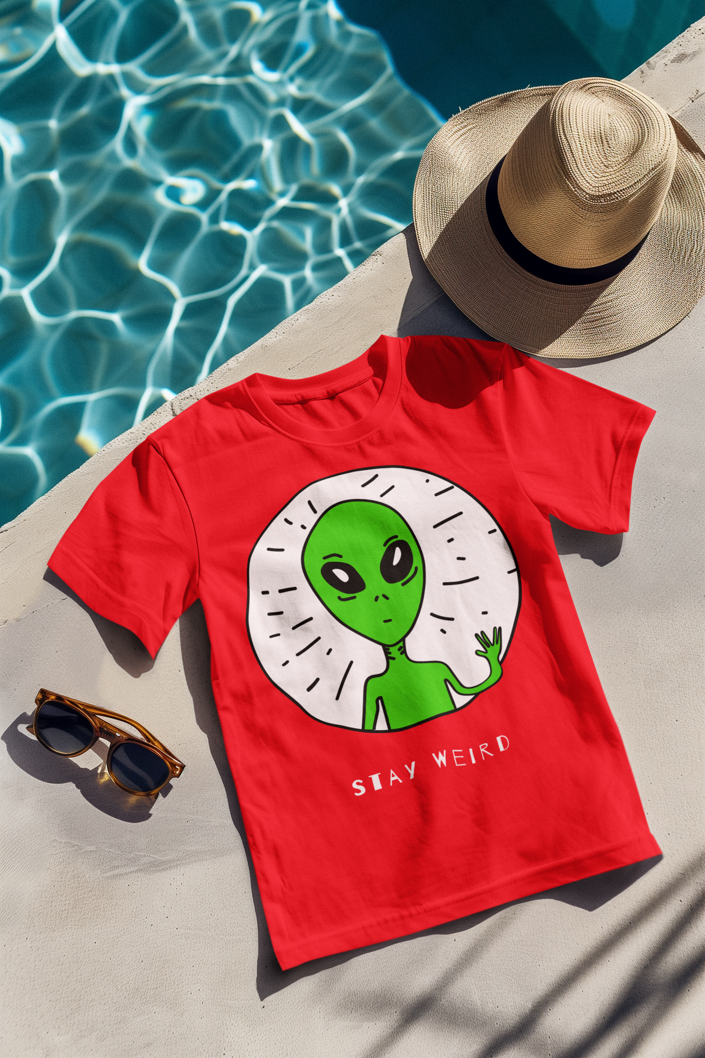 Stay weird printed Red Unisex T-Shirt